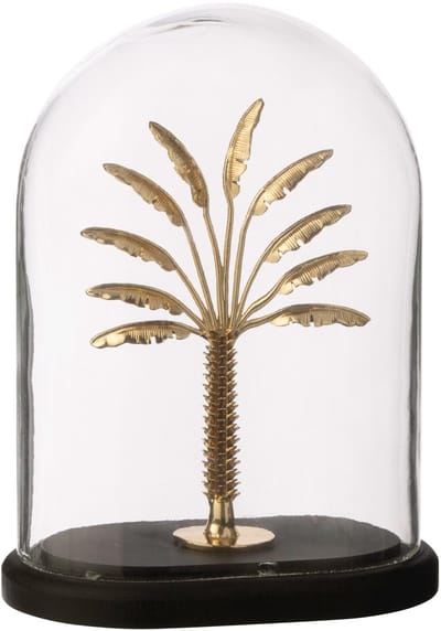 J-Line stolp Palmboom - glas - zwart/goud - small