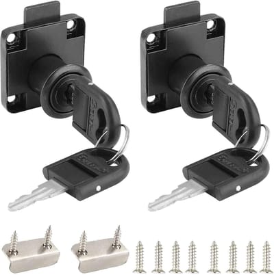 2 stuks - Cam Lock - meubelslot - Meubelsloten - brievenbusslot - veiligheidskastslot - lade slot - slotje met sleutel - zwart - koudgewalst staal - voor meubels kast brievenbus lade