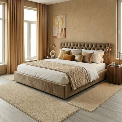 FLOORDIREKT Slaapkamen vloerkleed - Barcelona - Beige - 1 Loper 67 x 250 cm + 2 Loper 67 x 140 cm