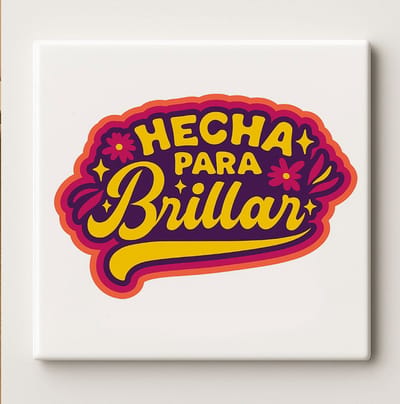 Hecha Para Brillar Keramische Tegel 15x15cm – Retro Spaanse Quote Muurdecoratie – “Gemaakt om te Stralen” Inspirerende Decoratie voor Huis of Kantoor