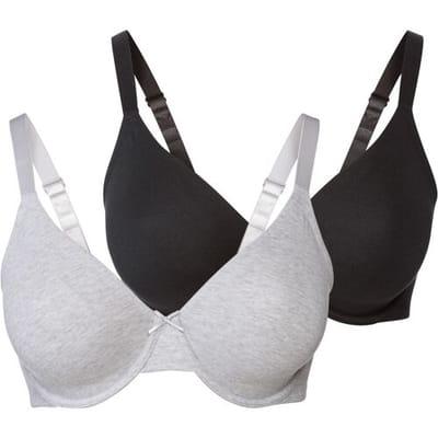 ESMARA 2 dames beugel-bh's (Zwart/lichtgrijs, 85D)