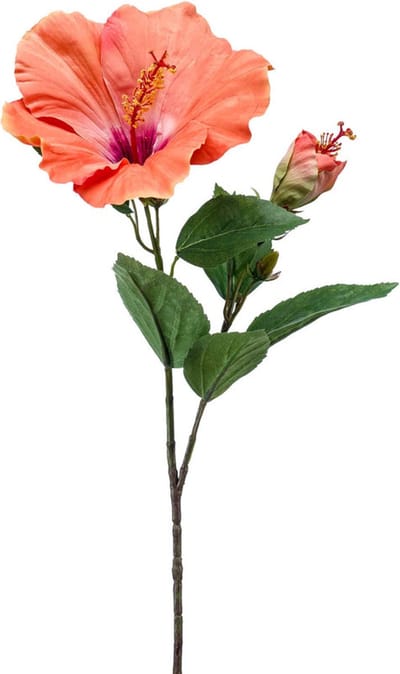 Emerald - Kunstbloem Hibiscus 65cm oranje - Kunstplant voor binnen