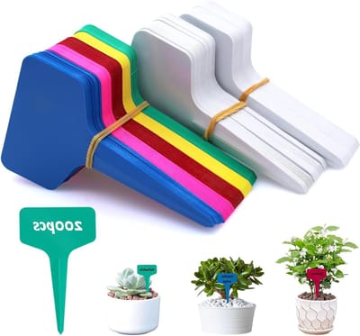 Set van 200 Weerbestendige Plantenlabels voor Buiten - 100 Witte en 100 Kleurrijke Tuinlabels, Ideaal voor Groenten en Kruiden, Perfect voor Tuinieren en Planten Identificatie