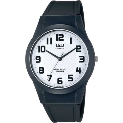 Q&Q VQ50J002Y - Horloge - Sport - Analoog - Unisex - Plastic band - Rond - Cijfers - Kunststof - Zwart - Wit