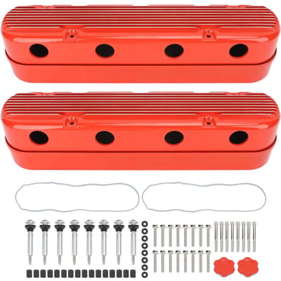 Verborgen Gietijzeren Kleppendeksel met Ribben Motor Swap Verborgen Bobines Deksel voor LS1 LS2 LS3 LS6 LS7 Motor rood