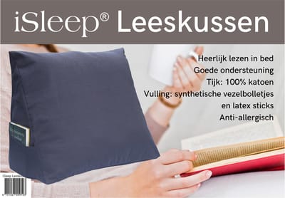iSleep Leeskussen - Zitkussen - Leeskussen voor bed en bank - Inclusief Kussensloop - Antraciet