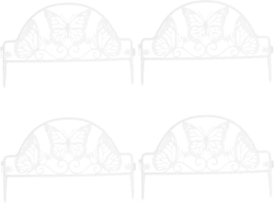 Tuinafzetting Plastic - Decoratieve Rand - Tuin Decoreren - Eenvoudige Installatie - 4 Stuks - Wit