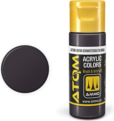 AMMO by Mig Jimenez Hobbyverf Acrylverf - MIG 20158 ATOM - Schwartzgrau RLM66 - Acryl - 20ml Verf flesje - 20 ml