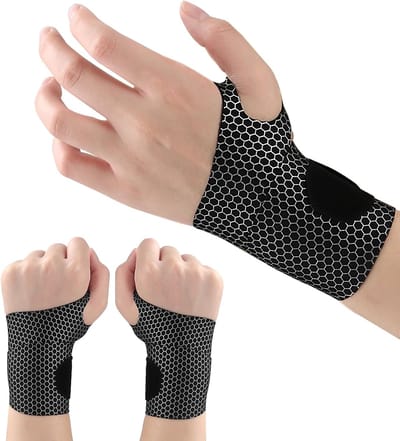 2 stuks ultradunne polsbandage en compressiebandages, elastische, verstelbare carpaal tunnelondersteuning voor sportieve fitness (zwart)