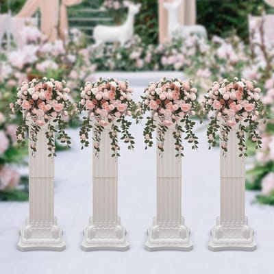 Romeinse Zuil Set - Decoratieve Pijlers - Feestelijke Decoratie - Klassieke Stijl - 4 Stuks 88cm - Wit