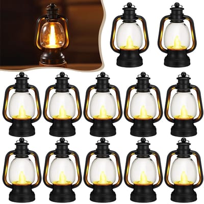 Mini LED Lantaarns - Decoratieve Hangende Lantaarns voor Binnen en Buiten - Ideaal voor voor Camping, Terrassen, Tuinen, Patio's, Veranda's, Tuindecoraties - 12 Stuks