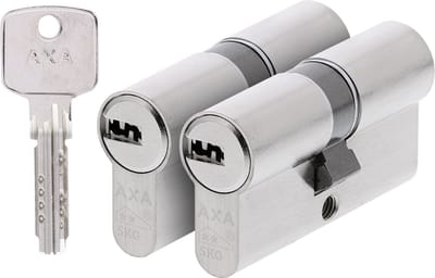 AXA Dubbel Cilinderslot - 30/30 mm - Comfort Security - Veiligheidscilinder Vernikkeld - SKG2 - incl. 6 (keer)sleutels