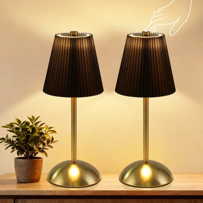 NETTLIFE Tafellamp LED 2 Stuks - Zwart - Touch Dimbaar 3 Kleurtemperaturen - USB Oplaadbaar Draadloos - Voor Eetkamer Slaapkamer Woonkamer Hotel Buiten