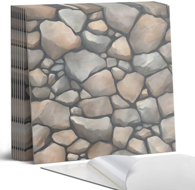 Coloray Plaktegels - Patroon van stenen op de achtergrond Portugese Tegels - 30 cm x 30 cm - Beige Plaktegels - 9 stuks - Vierkant PVC Tegels - Plaktegels Keuken - Zelfklevende Vloertegels - Vinyl Tegels Zelfklevend - Zelfklevende Tegels
