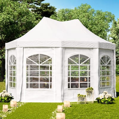 TOOLPORT pagodetent paviljoen 3x4,1 snel & eenvoudig te monteren met vensters - robuust PVC-zeil 700 wit