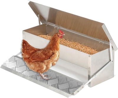 Automatische Kippenvoerbak - Pluimvee Voerbak - Hygiënisch Voeren - Rattenbestendig Ontwerp - 5 kg Capaciteit - Zilver