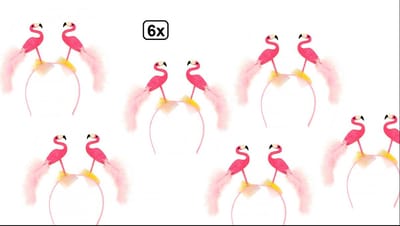 6x Diadeem Flamingo summer - zomers themafeest hoofdeksel haarband hawai tropical carnaval festival hoofddeksel