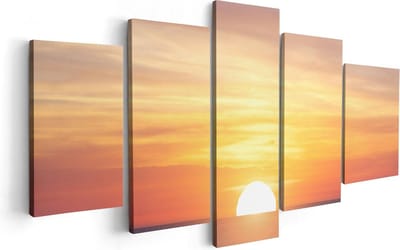 Artaza Canvas Schilderij Vijfluik Zonsondergang Op De Zee - 100x50 - Foto Op Canvas - Canvas Print