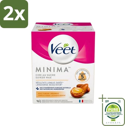 Veet - Warme Wax - Orientaalse Ontharings Wax - Minima - Arganolie - 250ml - Voordeelverpakking - 2 stuks - Suiker wax - Ontharing