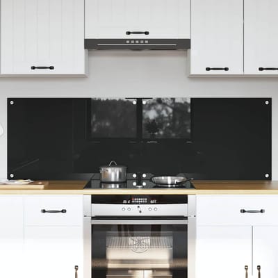 vidaXL - Keukenachterwand - 2 - st - Zwart - 80 - x - 50 - cm - gehard - glas