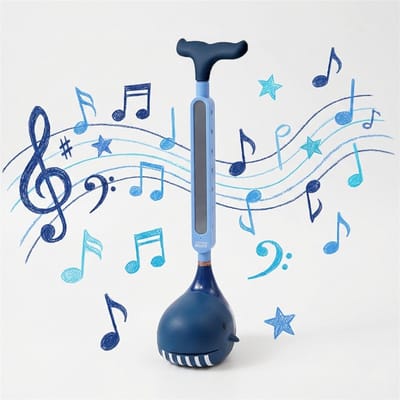 Elektrisch Muziekinstrument Walvis - Magische Speelgoed Gitaar & Synthesizer voor Kinderen - Zachte Siliconen Kop (Knijp & Glijspel) - USB Oplaadbaar - Educatief Muziekspeelgoed - Grappig muziekinstrument - Blauw