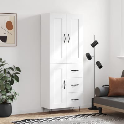 vidaXL - Hoge - kast - 69,5x34x180 - cm - bewerkt - hout - wit