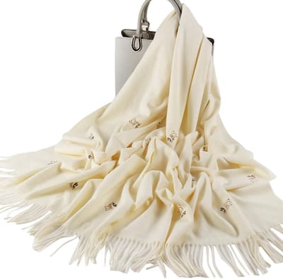 Dames Sjaal - Winter Sjaal - Reis Accessoire - Groot Formaat - 70% Polyester - Wit