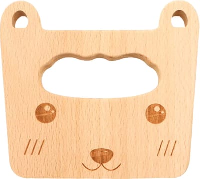 Houten Kindermes - Kiddikutter - Kinder Koksmes - Duurzam Keukenmes - Onbewerkt Hout - Montessori Speelgoed - Veilig Bestek voor Kinderen - Beer