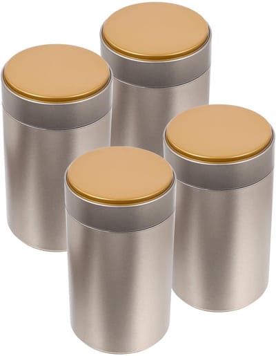 Dailygoods - Theedoos - Vintage metalen koffieblik - Luchtdicht deksel - Opberghouder - Lekvrij voor suiker en thee - 4 stuks