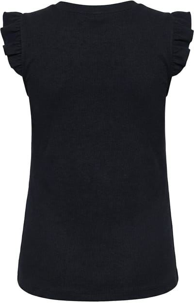Studio Untold - Dames - Ribshirt slim shape mouwvolant - Zwart - Maat 58+