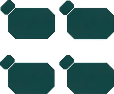 Krumble Placemat met onderzetter - Set van 4 - Onderleggers met lederlook - Kunstlederen effen placemats - Tafeldecoratie - Waterafstotend - Makkelijk schoon - Krasbestendig - Achthoekig - Donkergroen
