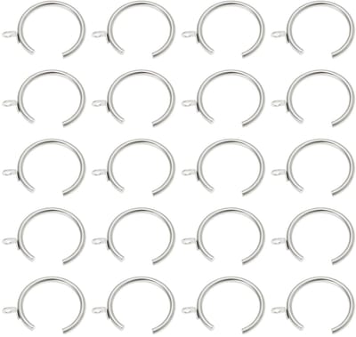 Dailygoods- Gordijnringen Verchroomd - 20 Stuks - Geschikt voor 28 mm Gordijnroede - Duurzaam IJzer - Geschikt voor Raam- en Douchegordijnen - Roestvrij - Gordijnhaken