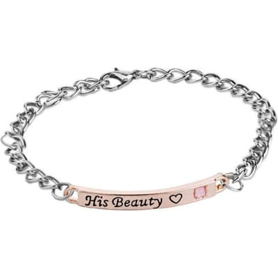 Koppelarmbanden Titanium Staallegering Koning Koningin Armband Legering Hanger Liefdesbrief Armband Cadeau Mannen en Vrouwen Sieraden gray