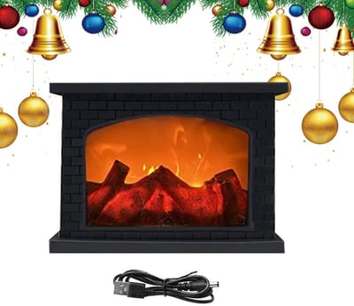 Openhaardlantaarn - Decoratieve lamp - Sfeerverlichting binnen - Vlamloos LED vuur - Rond 20x18.5cm