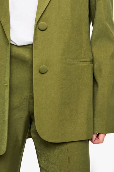 boohoo Dames Enkelrijige Relaxed Fit getailleerde blazer | Olijf | Maat: 36