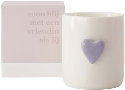 Zusss Geurkaars Keramiek Hart In Doosje Zo Blij Met Een Vriendin Als Jij Keramiek / Paraffine Wit / Lila / Zand