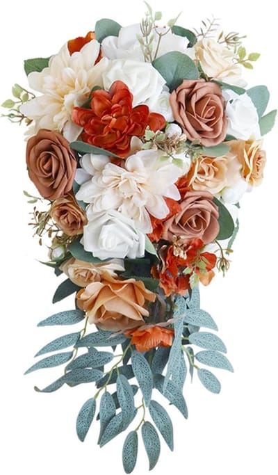 Bruidsboeket Kunstbloemen - Decoratief Boeket - Bruiloft Decoratie - Langdurige Schoonheid - 26x50cm - Wit