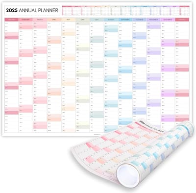 Grote Maandkalender 2025 A2 (60x42 cm) Dubbelzijdig - Jaarplanner voor Kantoor & Studie