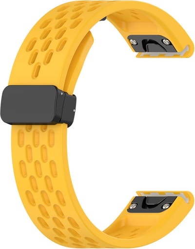 Siliconen bandje - geschikt voor Garmin Fenix 5 / 5 Plus / 6 / 6 Pro / 7 / 7 Pro / 8 (47 mm) / E (47 mm) / Epix (Pro) (2) 47 mm / Quatix 5 / 6 / 7 / 7 Pro / Approach S60 / S62 / S70 47 mm / MARQ / D2 Delta / D2 Mach 1 / Descent G1 - geel-oranje