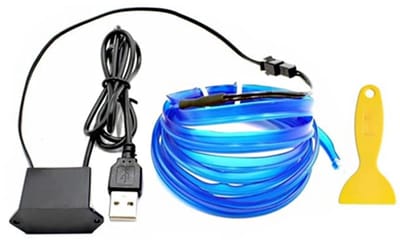 Allecto - Neon Lichtdraad - EL Draad - LED Strip voor Auto Interieur - Blauw/Groen/Ijsblauw/Oranje/Roze/Paars/Rood/Wit/Geel - Flexibel en Duurzaam ...