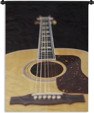 Wandkleed Akoestische gitaar - Een liggende akoestische gitaar Wandkleed katoen 150x200 cm - Wandtapijt met foto