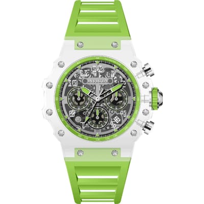 Invicta Racing 69688 Herenhorloge - Quartz Uurwerk - Acryl met Zilveren Wijzerplaat - 43 mm