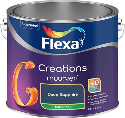 Flexa - Creations Muurverf Extra Mat - Deep Sapphire - Mengverf - 2,5 L