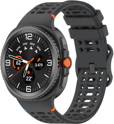 Siliconen bandje - geschikt voor Samsung Galaxy Watch 8 (40mm) / Galaxy Watch 8 (44mm) / Galaxy Watch 8 Classic - gaatjes met gespsluiting - donkergrijs