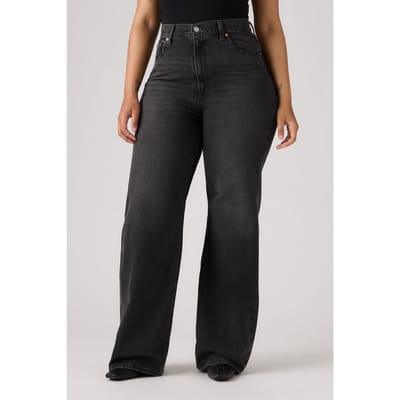 Levi's Ribcage Wide Leg Jeans Black Maat: W30L30 | Straight Jeans Outlet | Dames | Zwart