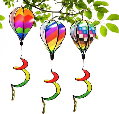 Luchtballon Windspinner - Draaiende Decoratie - Tuin Verfraaien - Weerbestendig ABS Materiaal - 27 cm Breed - Regenboogkleurig
