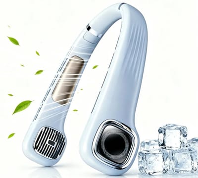 Ventilator voor om de nek, stille USB-ventilator voor om de nek, draagbare ventilator voor om de nek, ingebouwde batterij, ventilator met 5 instelbare snelheden, onmisbare nekkoeler voor op reis.