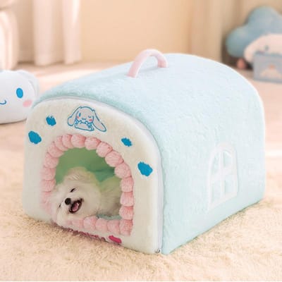 Nid d'animal mignon Automne et Hiver Petit Chien Maison Courbée Nid Chaud pour Dormir Nid pour Chat Peut être Démonté et Lavé Nid pour Chien S (40 * 32 * 32cm ) beige