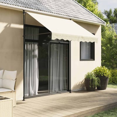 vidaXL - Luifel - uittrekbaar - 250x150 - cm - stof - en - staal - crèmekleurig