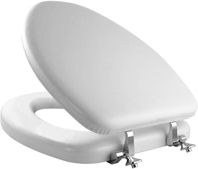 Gewatteerde toiletbril - Zachte zitting - Badkamercomfort - Easy-Clean scharnieren - Langwerpig model - Wit